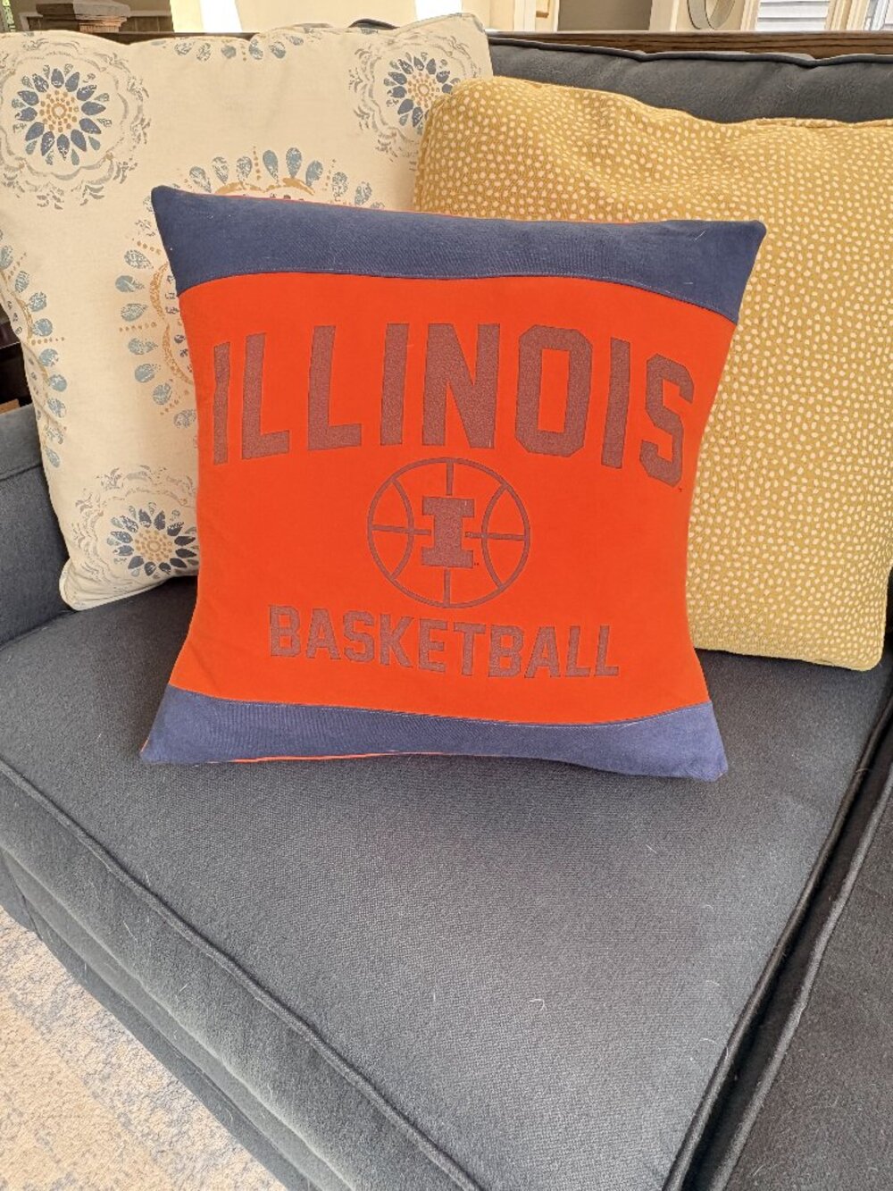 University of Illinois Fighting Illini reworked t-shirt throw pillow cover only
